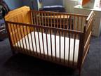 Pine Cot bed with mattress,  Pine Cot bed with mattress...